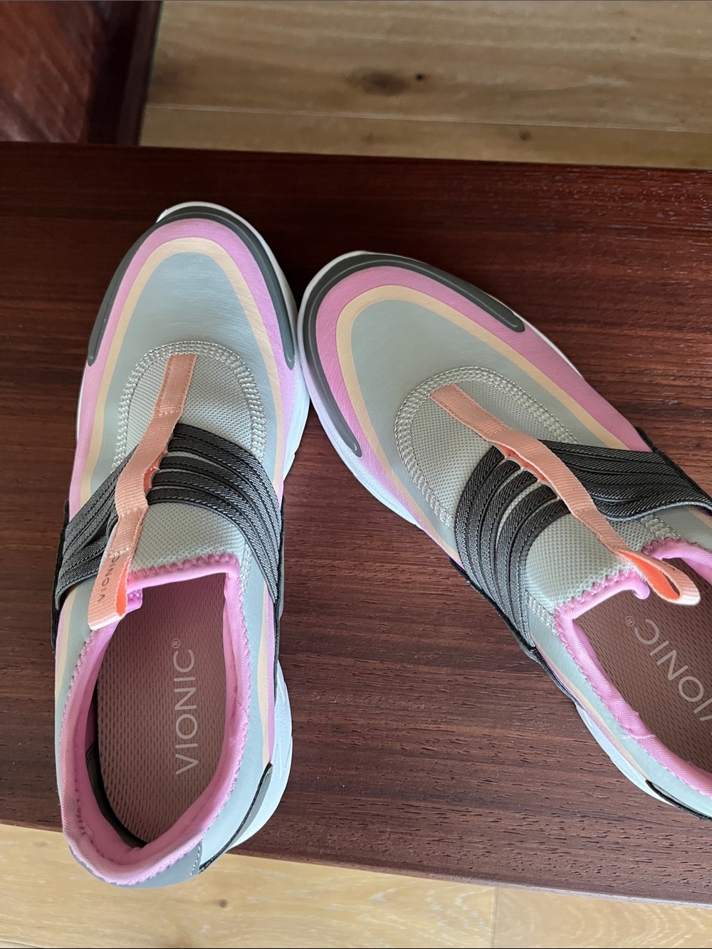 Vionic Women's Slip-On Sneakers in Gray, Pink & Peach